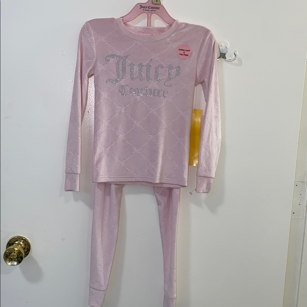 Juicy Couture Light Pink Kids Pajama Set size 6y big girl 6 brand new